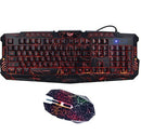 Conjunto de Teclado e Rato Gaming com Fios – Teclado com Iluminação Tricolor e Rato Luminoso
