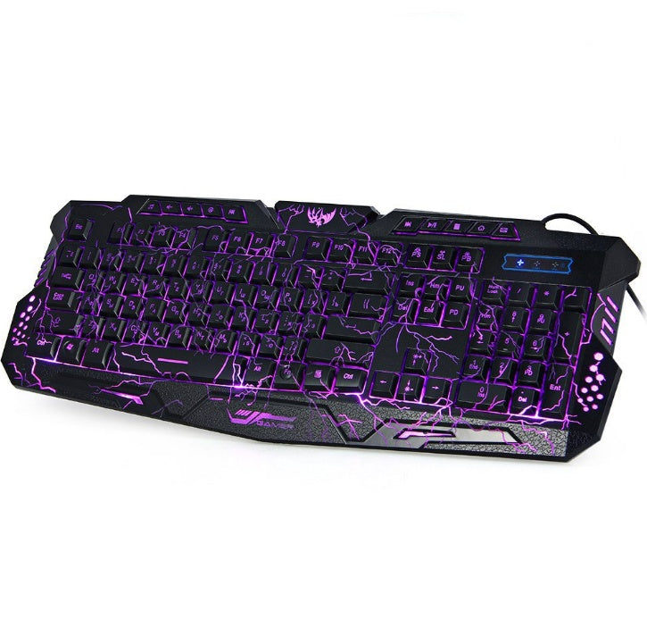 Conjunto de Teclado e Rato Gaming com Fios – Teclado com Iluminação Tricolor e Rato Luminoso