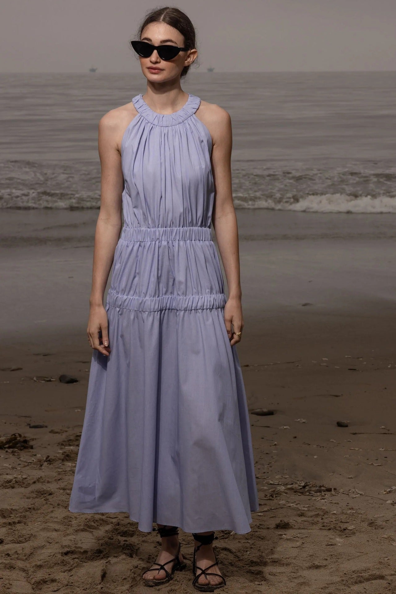 Womens Soft And Sweet Sleeveless Halterneck Casual Dress