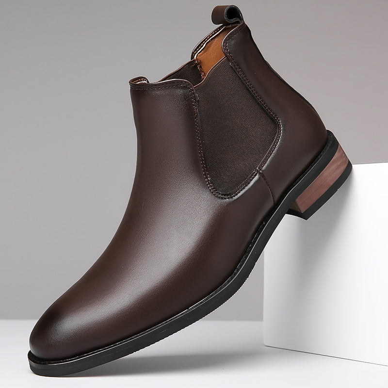 Chelsea Men's High-top Casual Business Wear Pointed Leather Boots