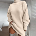Vestido Suéter Feminino de Inverno – Gola Alta e Malha Quente