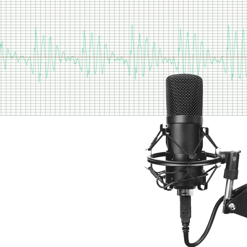 Microfone Profissional com Suporte – Perfeito para Podcasts e Streaming