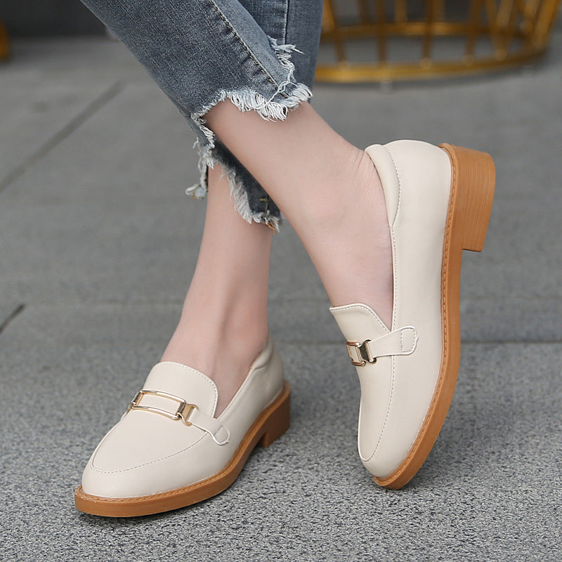 British loafers college style leather shoes