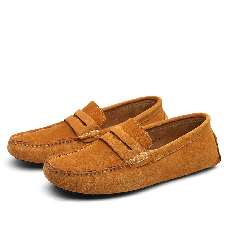 Men Casual Suede Leather Loafers Black Solid Leather Driving Moccasins Gommino Slip on Men Loafers Shoes Male Loafers Big Size
