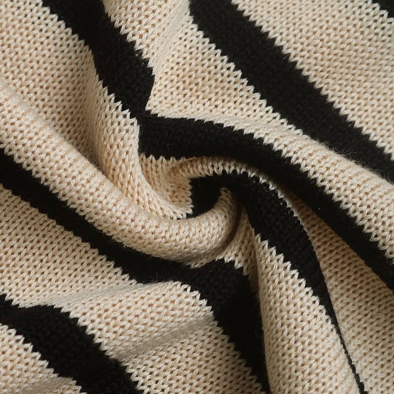 Top Listrado Manga Longa Estilo Crochê