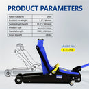 2 Ton Heavy Duty Low Profile Floor Jack - Quick Lift Single Piston Pump, 3.3"-15.2" Lifting Range, Includes 3t Jack Stand and Tire Repair Kit for Racing and Automotive Repair