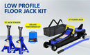 2 Ton Heavy Duty Low Profile Floor Jack - Quick Lift Single Piston Pump, 3.3"-15.2" Lifting Range, Includes 3t Jack Stand and Tire Repair Kit for Racing and Automotive Repair