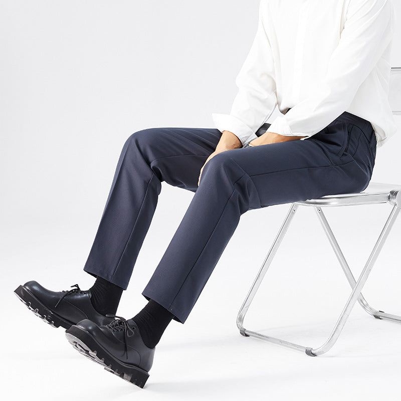 Button-waist Straight-leg Mens Casual Pants Korean-style Trendy