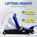 2 Ton Heavy Duty Low Profile Floor Jack - Quick Lift Single Piston Pump, 3.3"-15.2" Lifting Range, Includes 3t Jack Stand and Tire Repair Kit for Racing and Automotive Repair