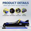 2 Ton Heavy Duty Low Profile Floor Jack - Quick Lift Single Piston Pump, 3.3"-15.2" Lifting Range, Includes 3t Jack Stand and Tire Repair Kit for Racing and Automotive Repair