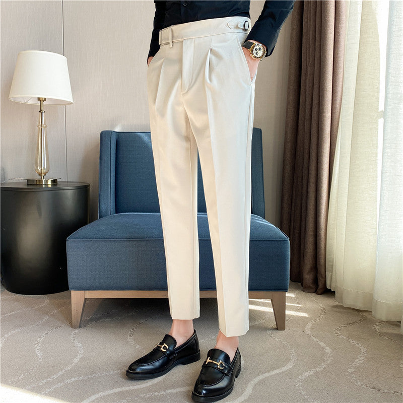 Men's Italian Striped Casual High Waist Business Casual Pants