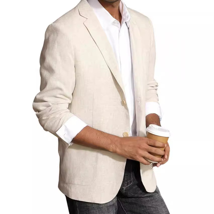 Business-Casual Printed Blazer With Double Buttons