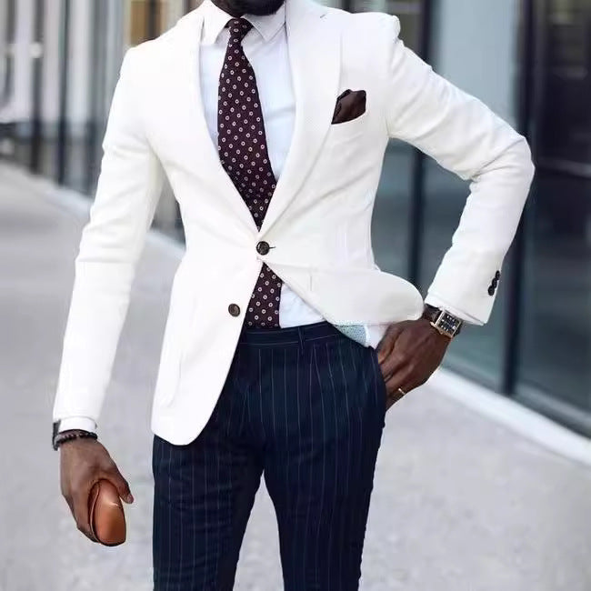 Business-Casual Printed Blazer With Double Buttons