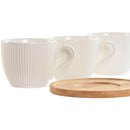 Set of 6 Cups with Plate Home ESPRIT White Natural Bamboo Porcelain 220 ml-3