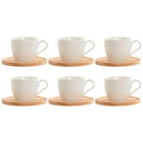 Set of 6 Cups with Plate Home ESPRIT White Natural Bamboo Porcelain 220 ml-0