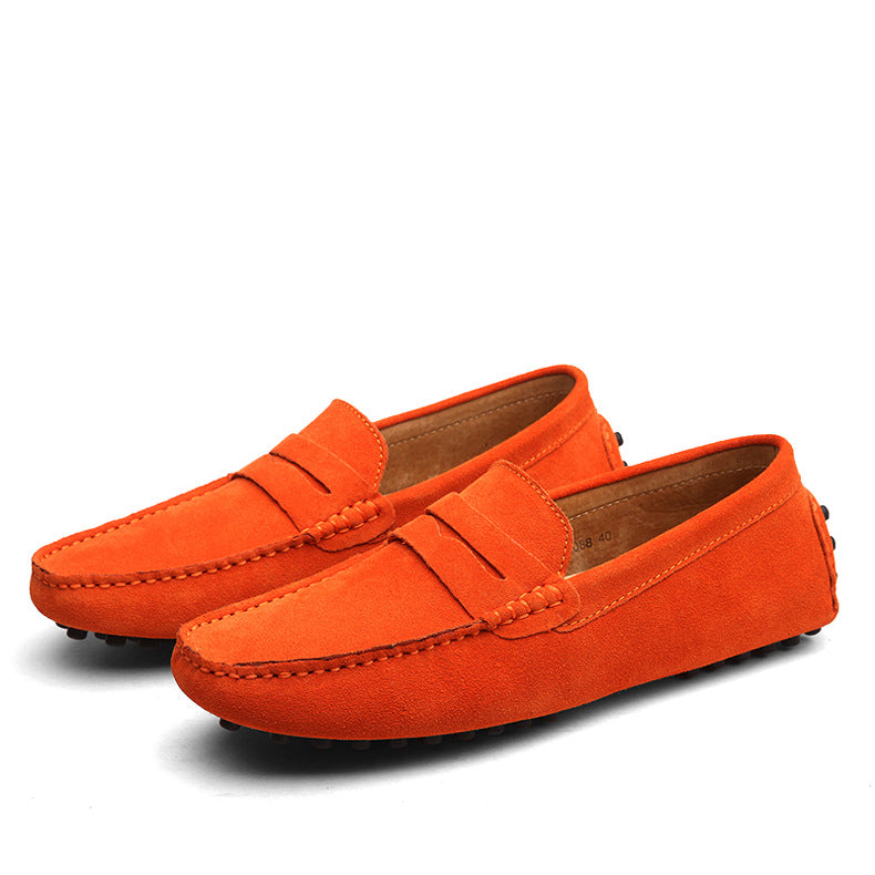 Men Casual Suede Leather Loafers Black Solid Leather Driving Moccasins Gommino Slip on Men Loafers Shoes Male Loafers Big Size