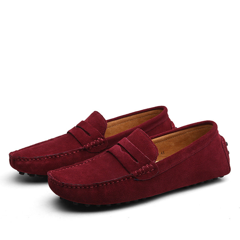 Men Casual Suede Leather Loafers Black Solid Leather Driving Moccasins Gommino Slip on Men Loafers Shoes Male Loafers Big Size