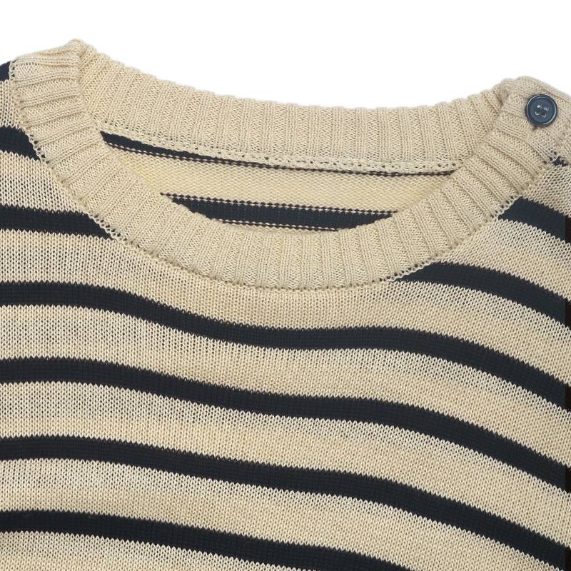 Top Listrado Manga Longa Estilo Crochê