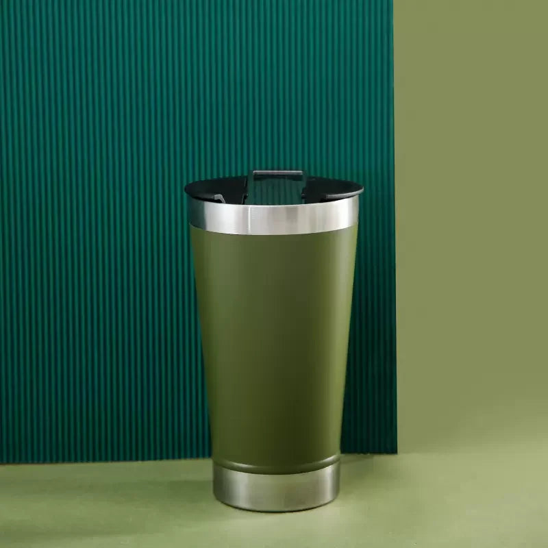 SKYTUR Copo Térmico Aço Inox 473ml + Tampa E Abridor Para Cerveja Suco Refrigerante Temperatura Quente e Gelado - ENVIO RAPIDO