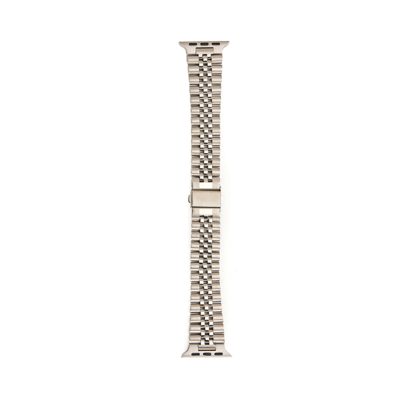 Stainless Steel Link Bracelet Band - The Perth in Silver - Compatible with Apple Watch Size 42mm to 45mm-1