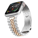 Stainless Steel Link Bracelet Band - The Perth in Silver and Rose - Compatible with Apple Watch Size 42mm to 45mm-0