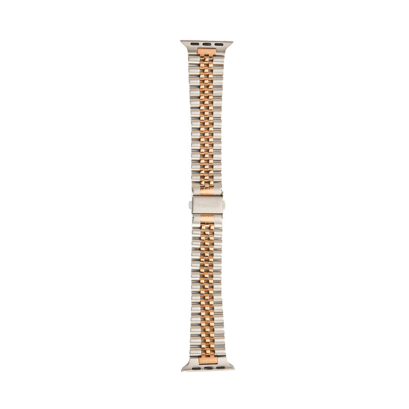 Stainless Steel Link Bracelet Band - The Perth in Silver and Rose - Compatible with Apple Watch Size 42mm to 45mm-1