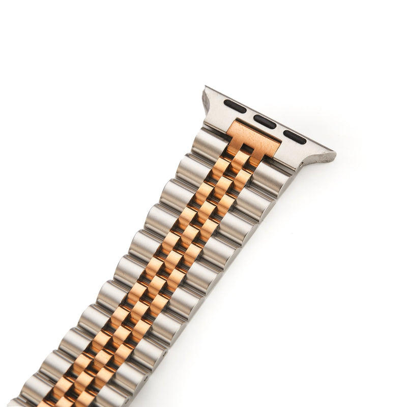 Stainless Steel Link Bracelet Band - The Perth in Silver and Rose - Compatible with Apple Watch Size 42mm to 45mm-2