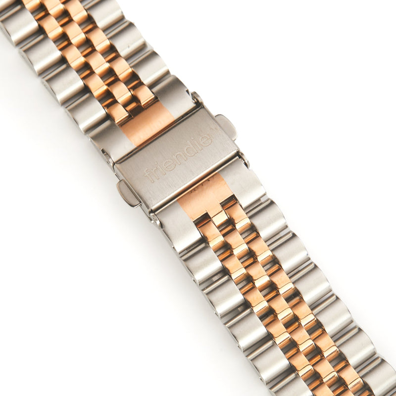 Stainless Steel Link Bracelet Band - The Perth in Silver and Rose - Compatible with Apple Watch Size 42mm to 45mm-3