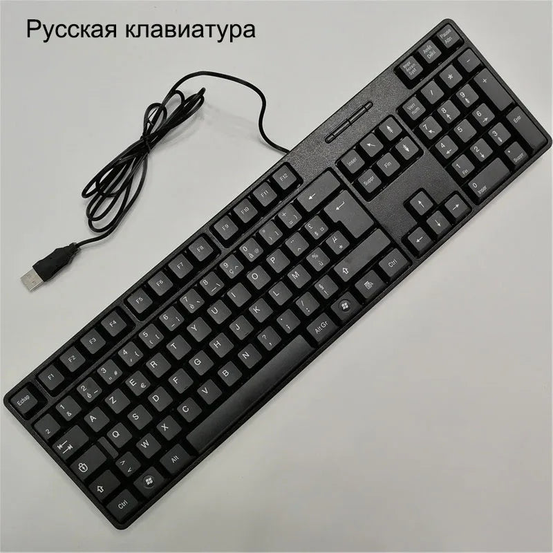 Espanhol francês russo árabe carta keycaps teclado para jogos usb com fio 104 teclas para computador