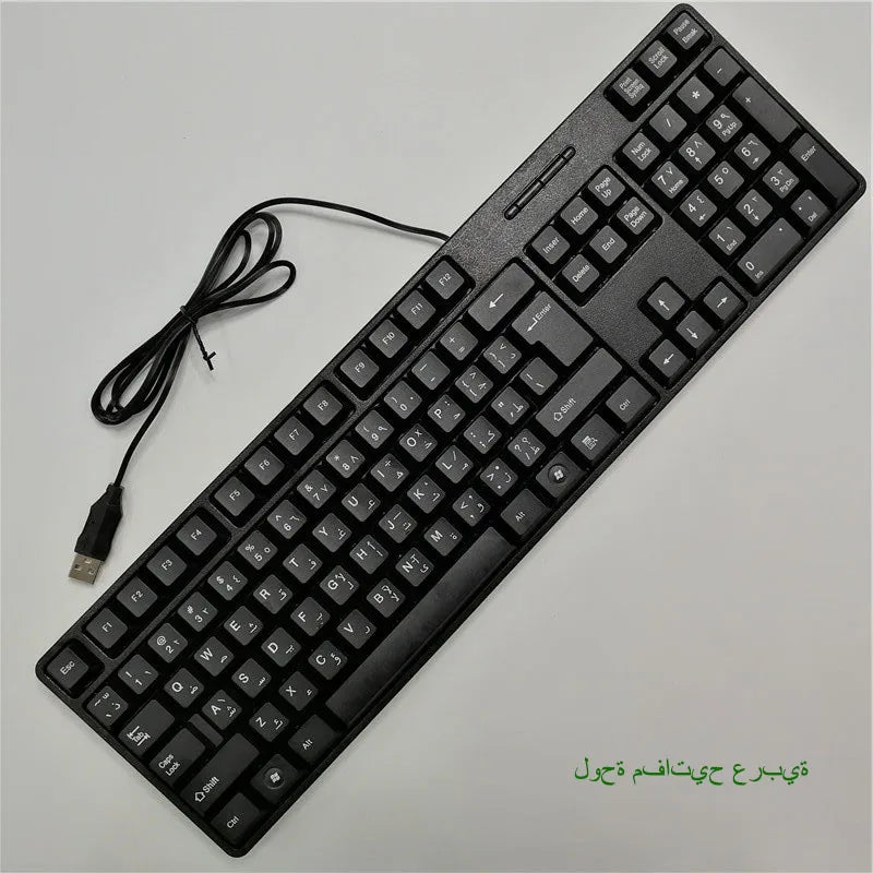 Espanhol francês russo árabe carta keycaps teclado para jogos usb com fio 104 teclas para computador
