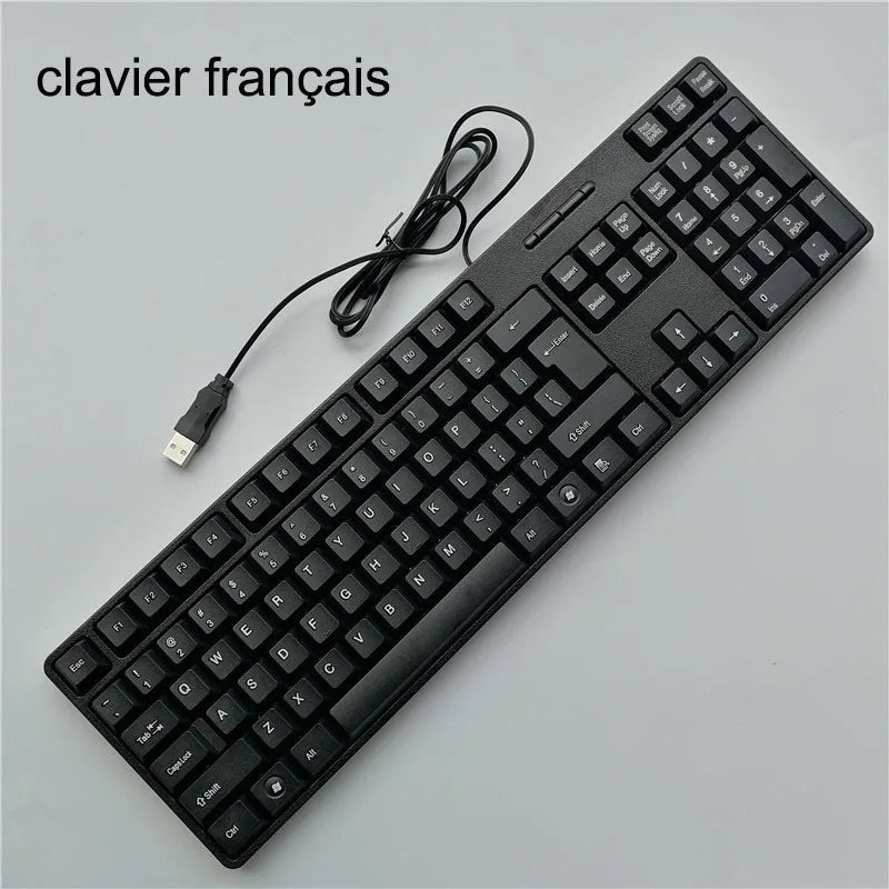 Espanhol francês russo árabe carta keycaps teclado para jogos usb com fio 104 teclas para computador