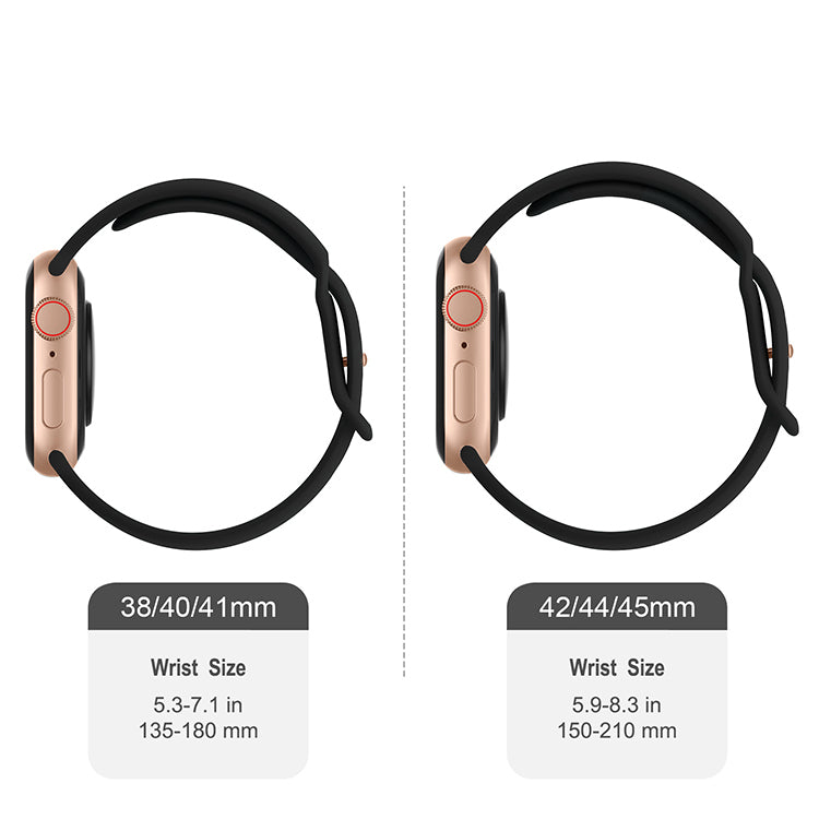 Silicone Sports Band Black with Gold Pin - The Noosa - Compatible with Apple Watch Size 38mm to 41mm-2