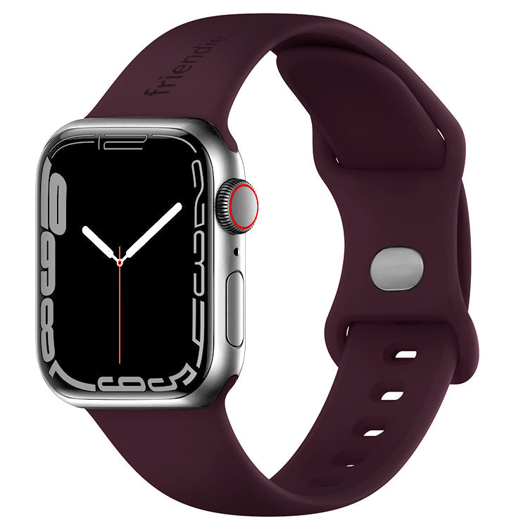 Silicone Sports Band Burgundy with Silver Pin - The Noosa - Compatible with Apple Watch Size 38mm to 41mm-0