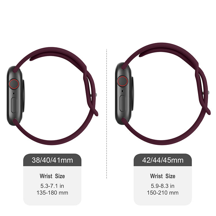 Silicone Sports Band Burgundy with Silver Pin - The Noosa - Compatible with Apple Watch Size 38mm to 41mm-2