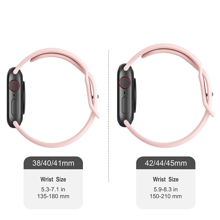 Silicone Sports Band Rose Gold with Silver Pin - The Noosa - Compatible with Apple Watch Size 38mm to 41mm-2