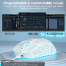 Soliaka mouse para jogos e-sports, sem fio/com fio, ultraleve, favo de mel, rgb, retroiluminado, ajustável, 12800dpi, ergonômico, gamer
