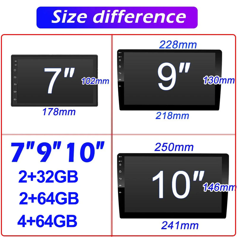 7/9/10 polegada universal android 13 rádio do carro 64g autoradio android 2 din rádio do carro gps bt central multimídia sistemas de carro inteligente