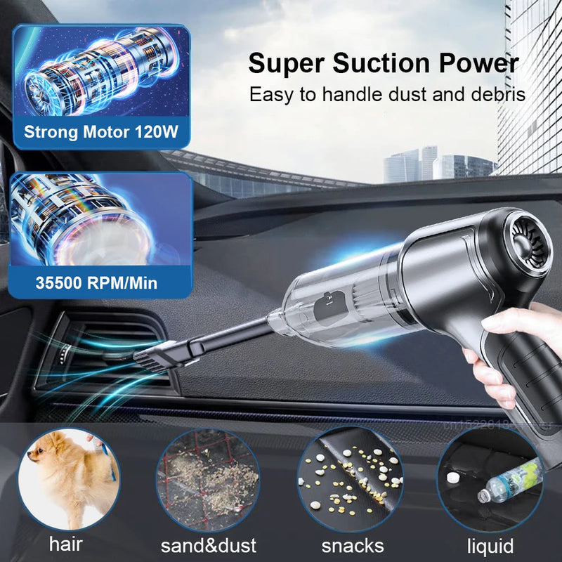 Aspirador de pó para carro, poderoso aspirador de pó sem fio, 95000pa, forte sucção, portátil, sem fio, veículo, aspirador de pó para carro