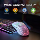 Mouse de carregamento com iluminação RGB sem fio 2.4G com DPI ajustável e ergonômico com design em favo de mel para laptop de mesa