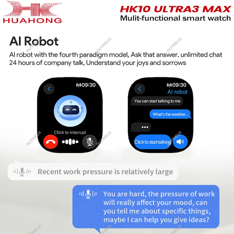 2025 hk10 ultra 3 max relógio inteligente original 4gb rom ai robô compartilhamento de rede amoled nfc bússola gps smartwatch para iso android