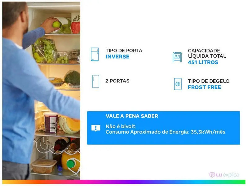 Geladeira/Refrigerador LG Frost Free Smart Inverse - 110V