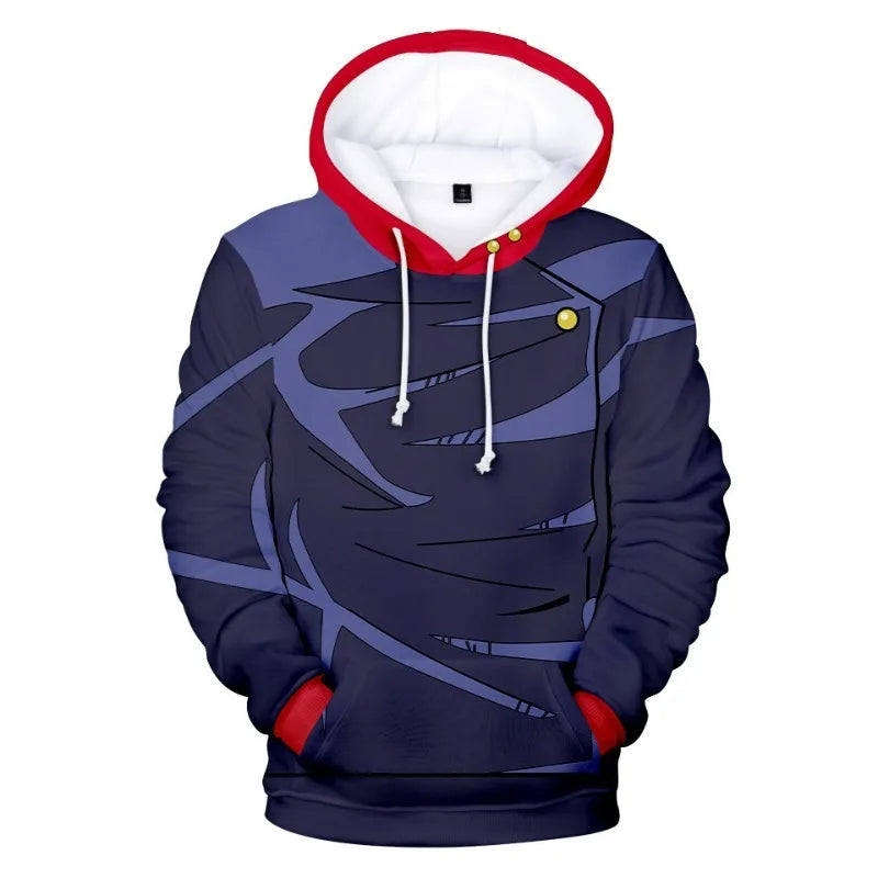 Pulôver com Capuz Masculino 3D Anime 2024 – Casual, Solto, Estilo Harajuku