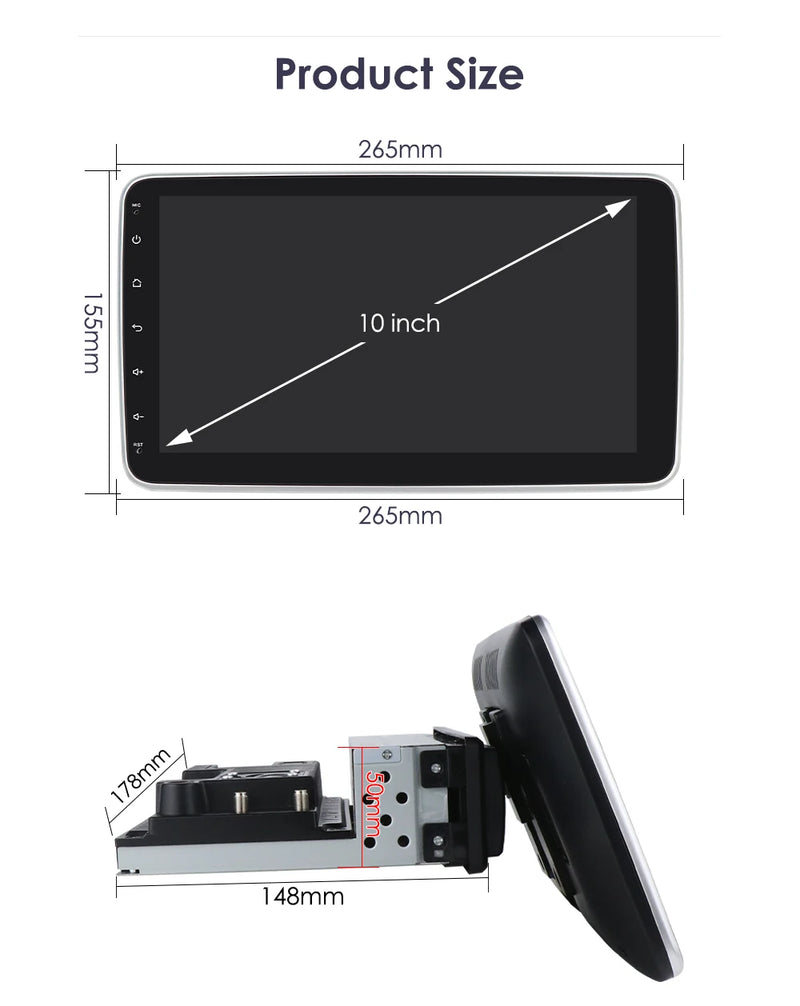 1 din android rádio estéreo do carro 10.1 girar tela de toque removível para universal carplay navegação gps bluetooth wifi autoradio