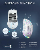 Soliaka mouse para jogos e-sports, sem fio/com fio, ultraleve, favo de mel, rgb, retroiluminado, ajustável, 12800dpi, ergonômico, gamer