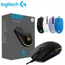 Logitech g102 mouse usb com fio mouse para jogos 8000 dpi tela de efeito óptico arco-íris para computador pc/mac e laptop