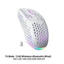 Soliaka mouse para jogos e-sports, sem fio/com fio, ultraleve, favo de mel, rgb, retroiluminado, ajustável, 12800dpi, ergonômico, gamer