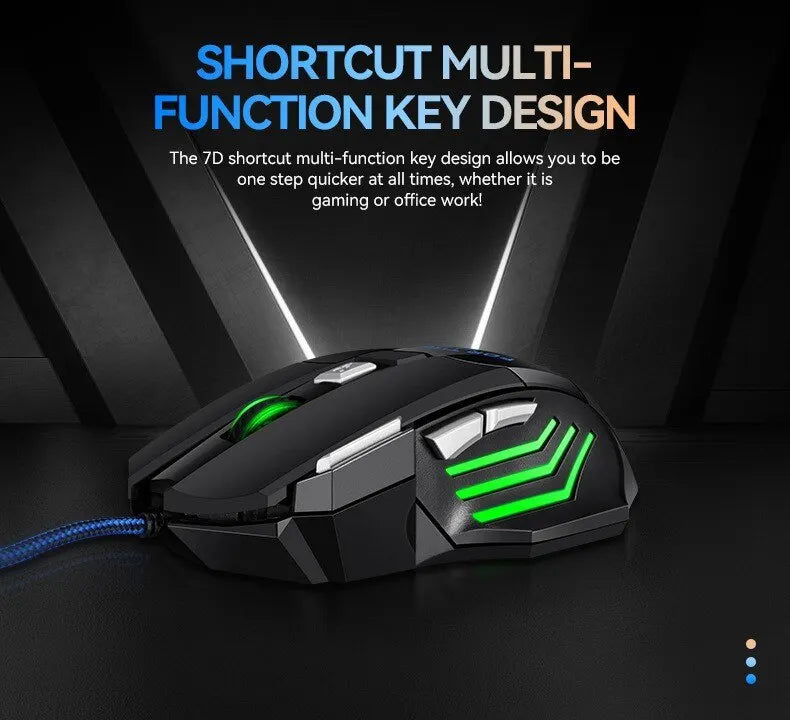 1 PC ITLY New Hyperspeed USB Gaming Mouse RGB Backlit Ergonômico Jogo Ratos 7D Esports Wired Mouse para PC portátil Gamer