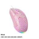 Soliaka mouse para jogos e-sports, sem fio/com fio, ultraleve, favo de mel, rgb, retroiluminado, ajustável, 12800dpi, ergonômico, gamer