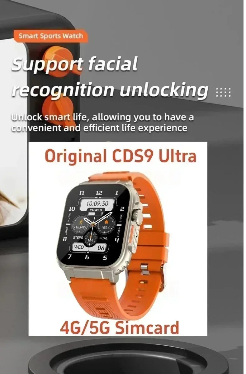 All-link Network smartwatch CDS9 4G 256GB de armazenamento, câmera rotativa integrada, aplicativo GPS WIFI, rastreador de frequência cardíaca, relógio esportivo