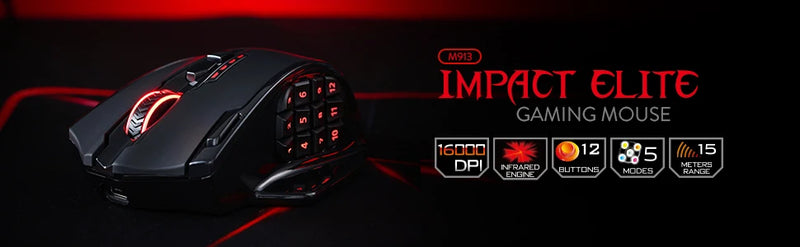 Redragon M913 Gaming 16000 DPI com fio 2,4 Ghz sem fio RGB mouse óptico para jogadores 16 botões programáveis, mouse preto/branco